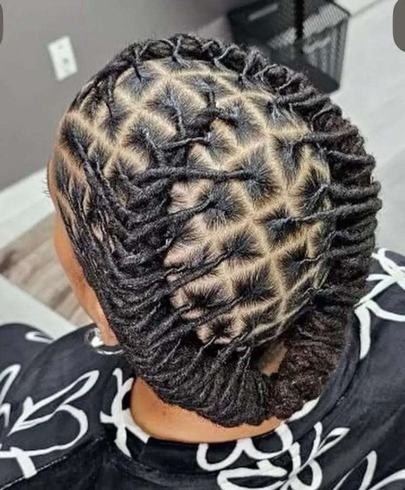 Diamond two-strand pattern across the head
